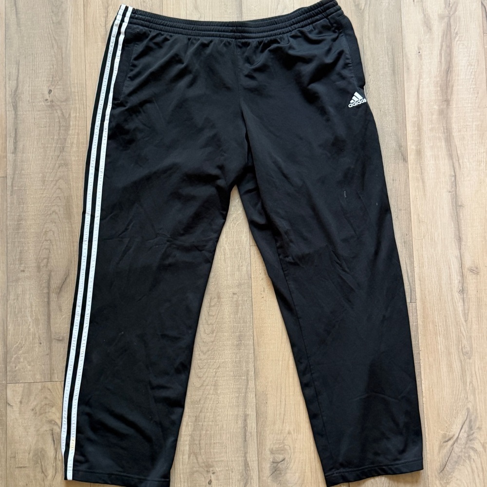 Adidas Kids Black Joggers with White Stripes